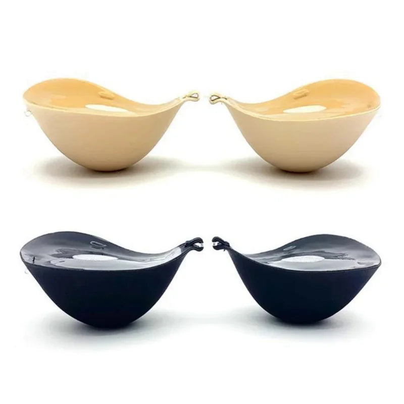 6cm Lift Silicone Adhesive Bra - Waterproof Invisible Push Up for Wedding & Backless Dresses, Natural Curve for Small Chest