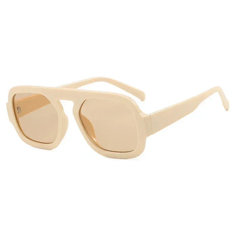 DOHOHDO 2025 Fashion Square Sunglasses Women New Retro Black Brown Thick Frame Pilot Sun Glasses Woman Chic Polygon Shades UV400