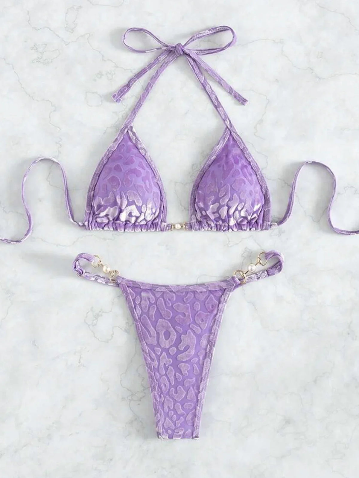 Shiny Pink Micro Bikini 2025 Mujer Women Sexy PU Pearls Push Up Thong Swimsuit Summer Bathing Suit Bandage Holiday Swimwear