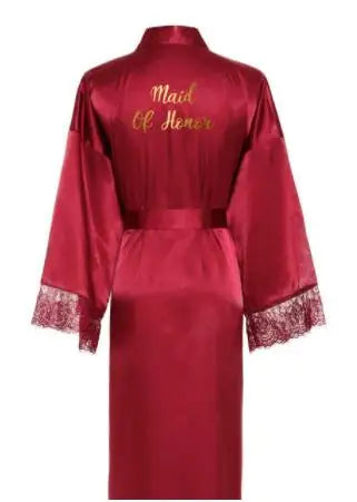 Women Long robe Satin Robe Bridal Robe Bridesmaid Robes Lace Robe Wedding Robe Sleepwear Bathrobe Dressing Long Gowns