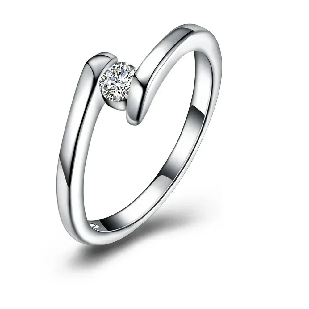 925 Sterling Silver Women Ring 7-10# Fine Simple Shiny Zircon Fashion Wedding Gift Charm Party Jewelry Accessories Wholesale