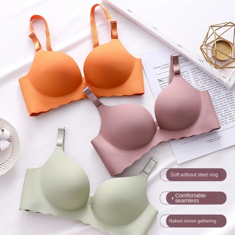 Sexy Push Up Bra Corset Wireless One-Piece Breathable Underwear Gathered Uphold Bra Set for Women Lingerie Seamless Bralette