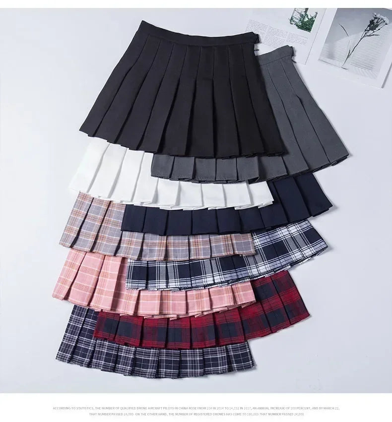 Women's Skirt Without Shorts Fashion Korean Style Ropa Black Harajuku Plaid Falda Short De Mujer Mini Pleated Skirts For Girls