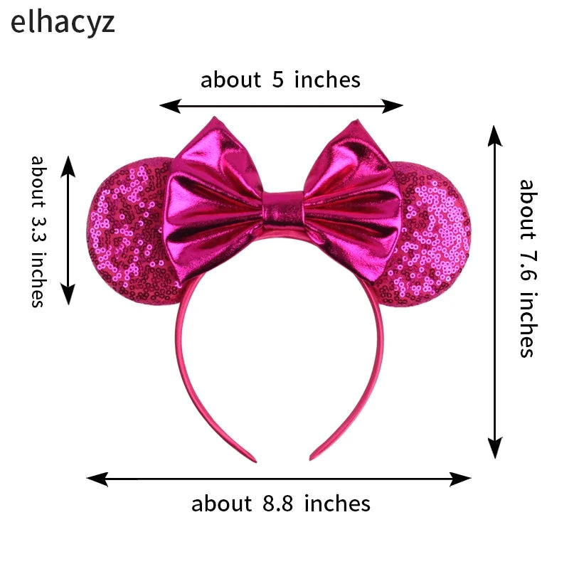 Embroidered Sequin Ears Bow Headband for Women & Girls