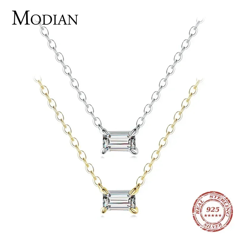 Modian Genuine 925 Sterling Silver Fashion Charm AAA Zirconia Pendant Necklace For Women Silver Female Necklaces Fine Jewelry