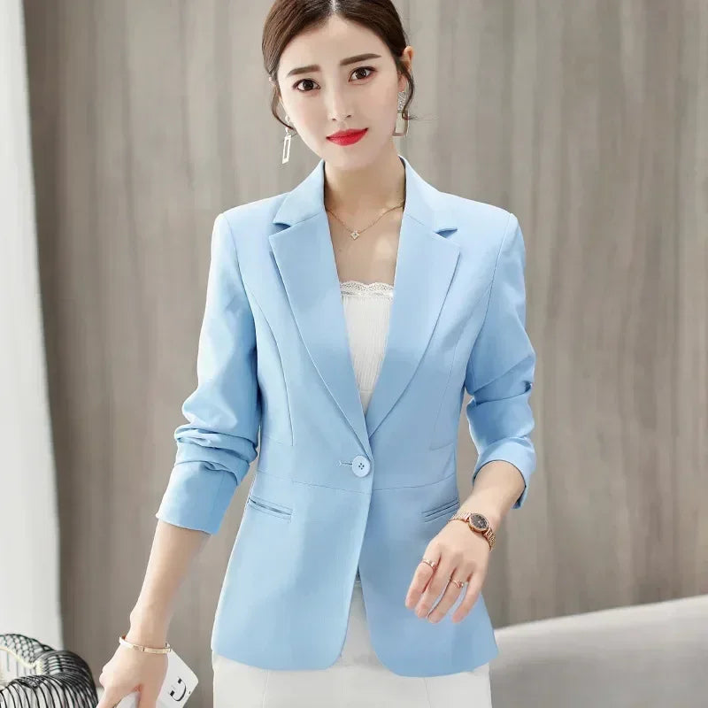 Royal Blue Suit Jacket Women's Stylish Slim Coat New Fall Women Blazer Pink, Red, White, Black Girl Tops Reefer Jackets