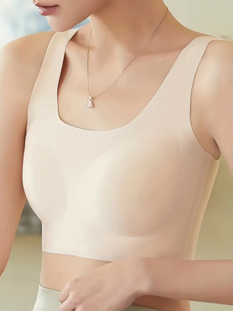 Seamless Solid Wireless Bra Comfy Breathable Full Coverage Everyday Bra Women's Lingerie Underwear