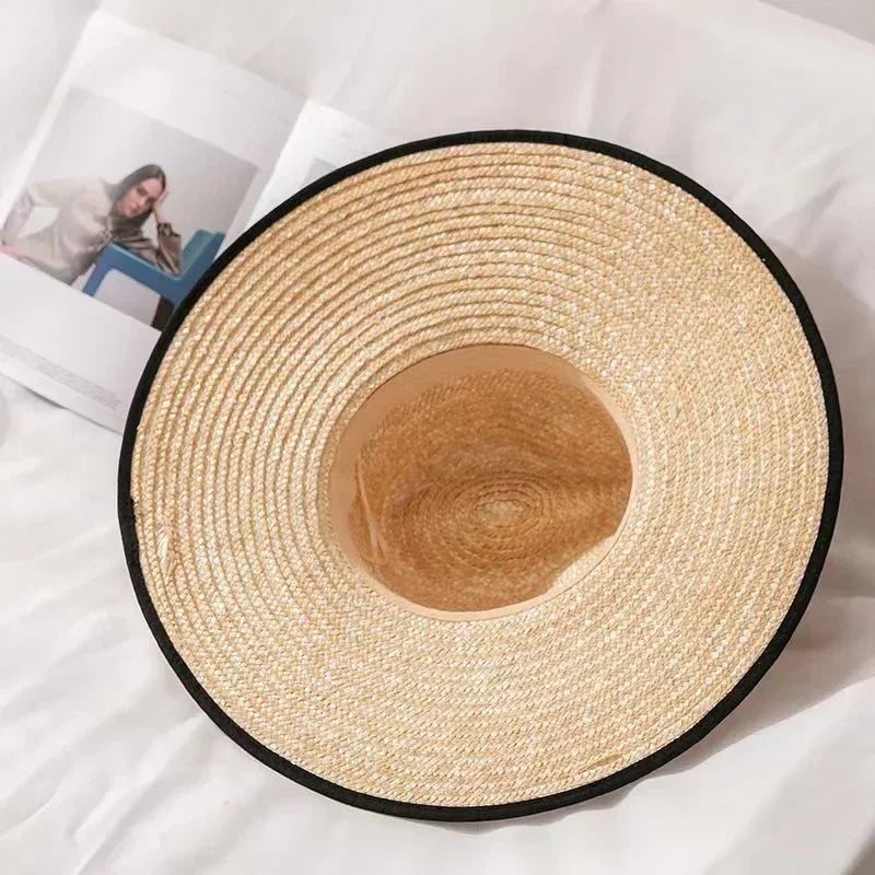 New 2024 Belt Strap Straw Sun Hat For Women Fashion Vacation Beach UV Hats Summer Wide Brim Travel Panama Hats Outdoor Wholesale