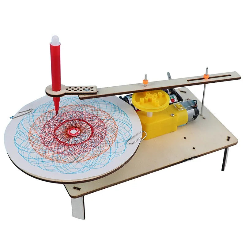 DIY Wooden Electric Plotter Drawing Robot - STEM Science Electronics Kit, Automatic Painting Experiment Toy for Kids