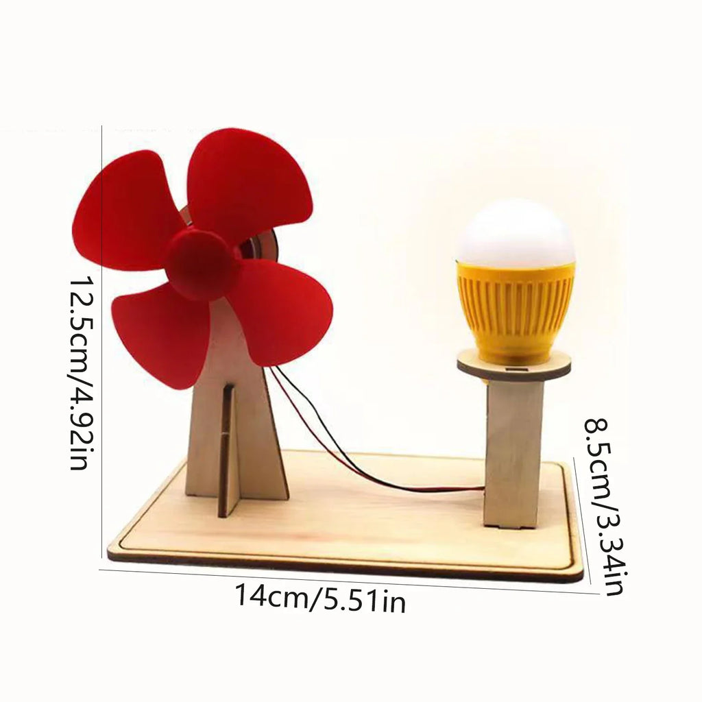 Wooden Wind Generator Model - Kids Science Toy, Educational Technology and Physics Kit for Children