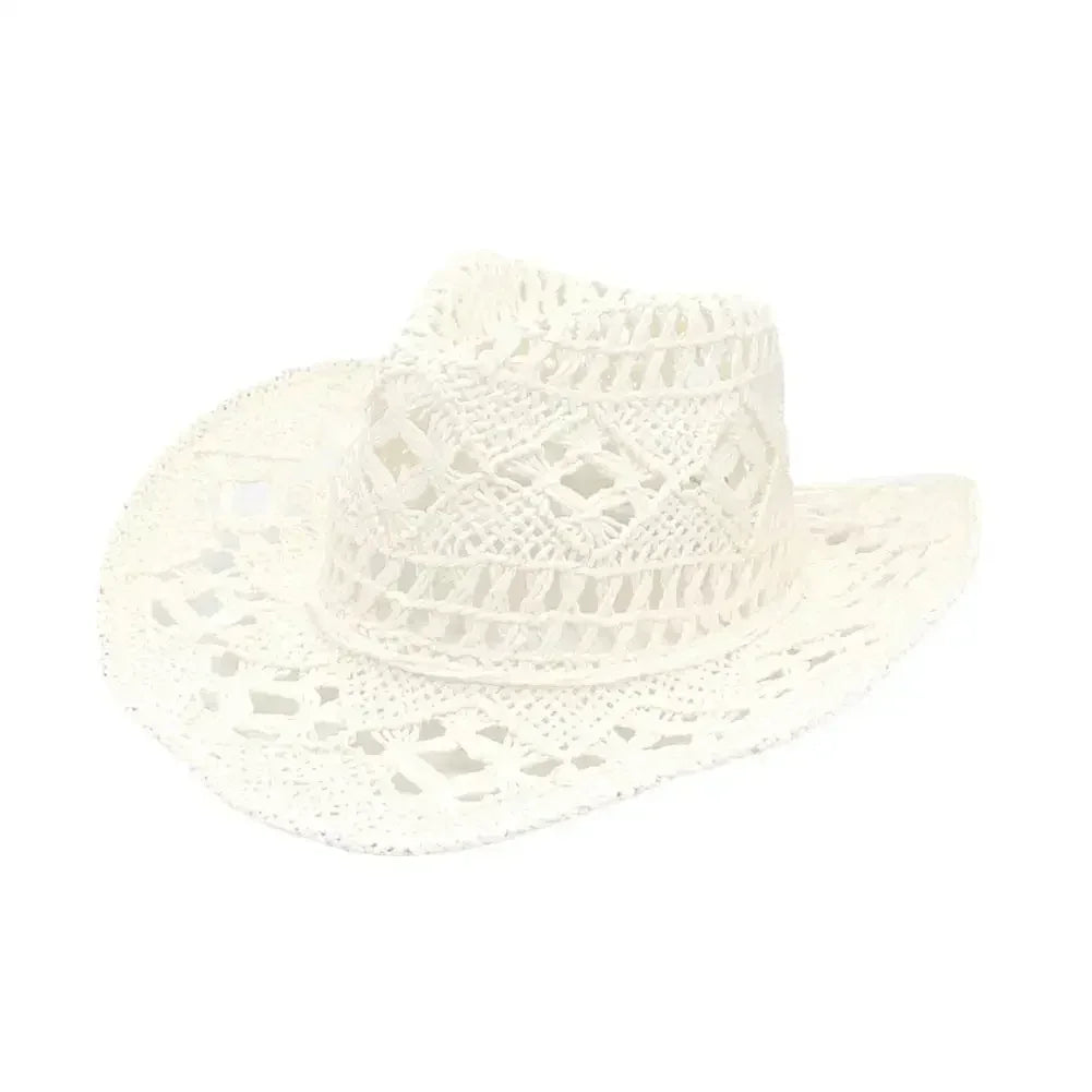Summer Outdoor Men Women Hand-woven Western Cowboy Straw Hats Wide Brim Breathable Beach Jazz Cap Sun Protection Hat