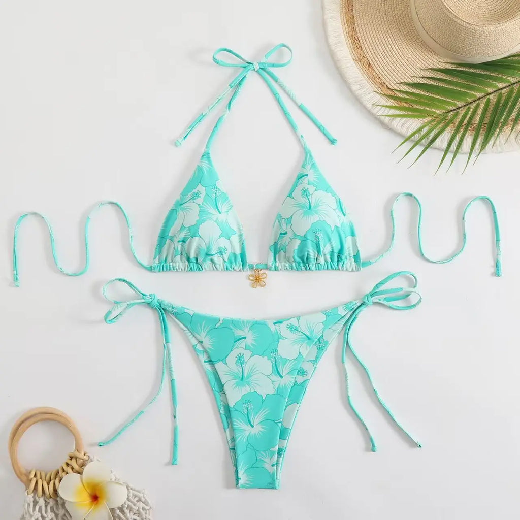 2026 Y2k Summer Cute Pink Sweet Patchwork Sets Cute Bow Design Sexy Lace-up Style Casual Bikini Swimsuit Beach Vaction Clothes
