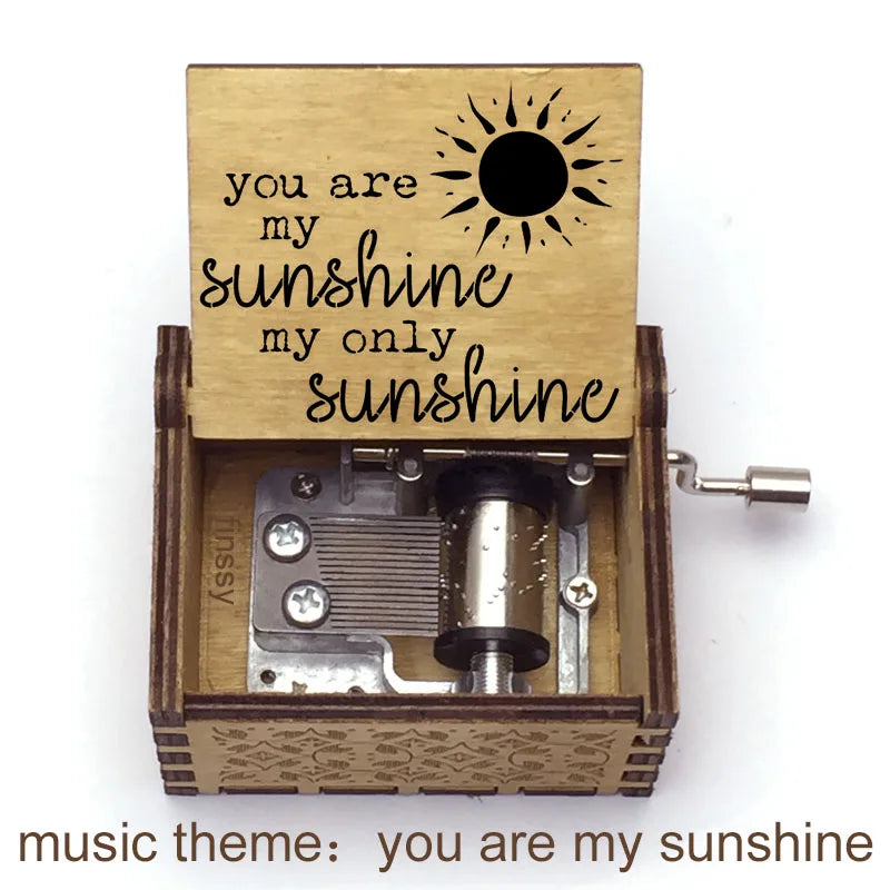 You Are My Sunshine Quote Print Wooden Music Box Birthday Party Favor Gift for Kids