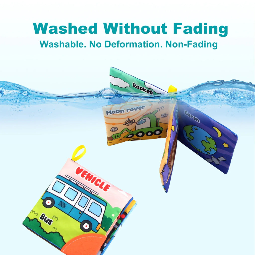 Baby Soft Cloth Books - Intelligence Development Learning Book with Teether, Rustle Sound Cognition Educational Toys for Baby