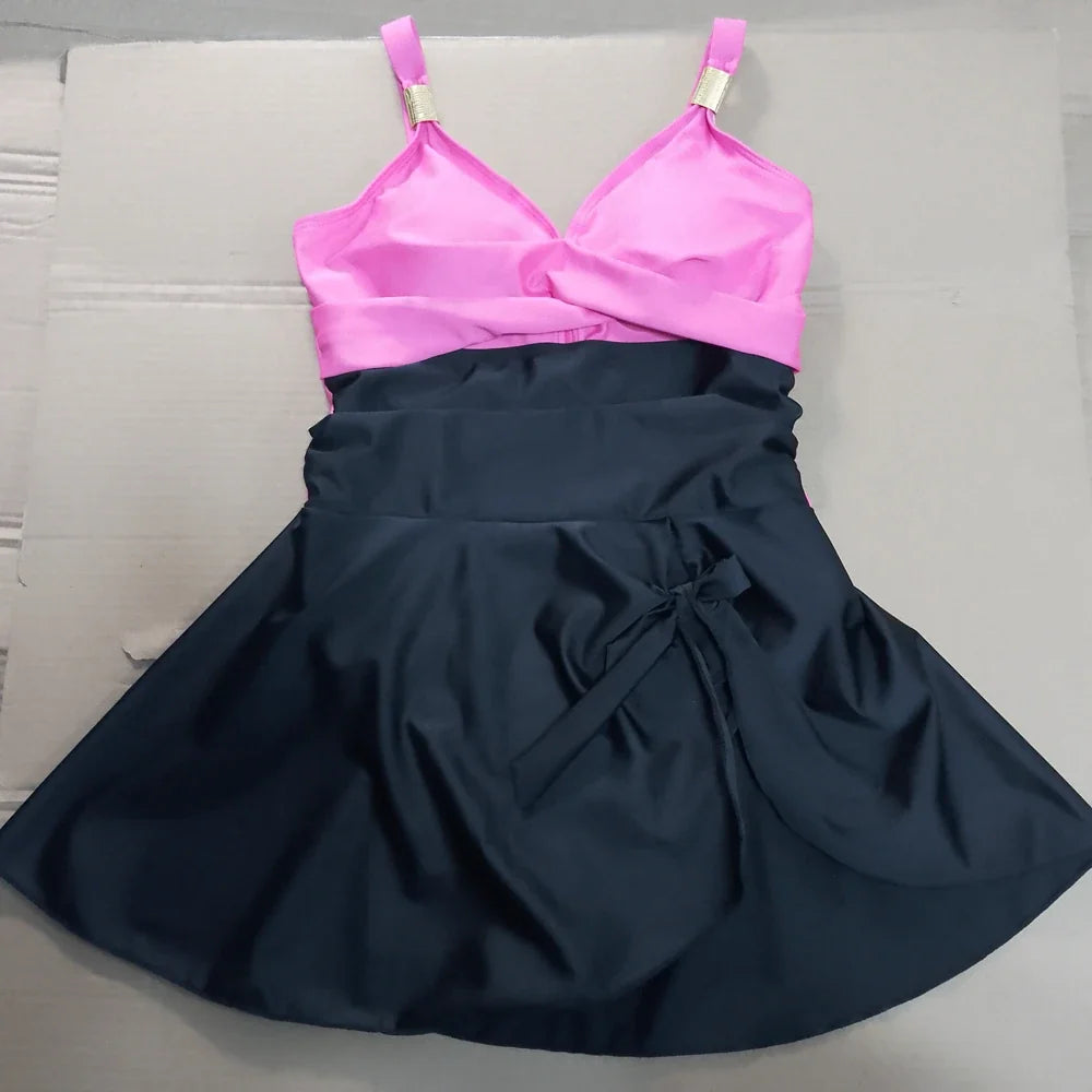 8 Colors Cute Women Swimdress Tummy Control Sexy One Piece Slim & Comfortable Ruched & Cross Swimwear Elastic Beachwear 2025 New