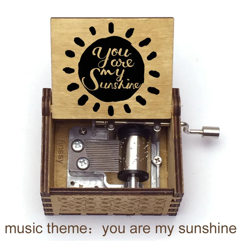 You Are My Sunshine Quote Print Wooden Music Box Birthday Party Favor Gift for Kids