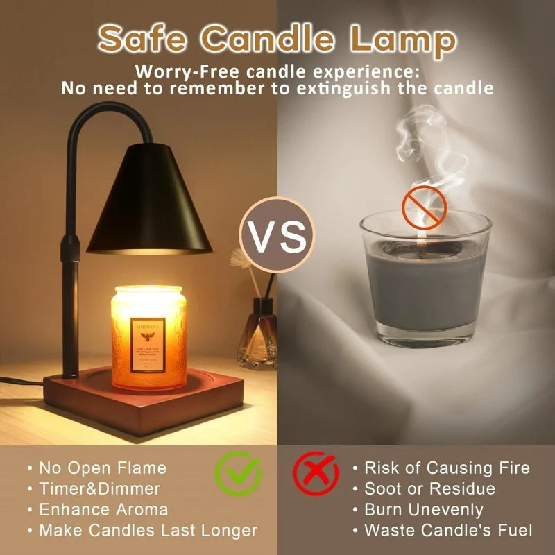 Dimmable Candle Warmer Lamp with Timer, Adjustable Height