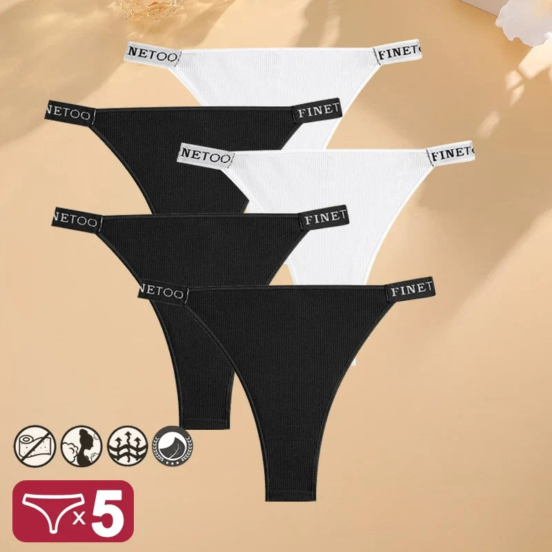 5PCS/Set Sexy Lingerie Women Cotton Panties Finetoo Letter Low Waist Female Briefs Underwear Comfort Underpants Women Intimates