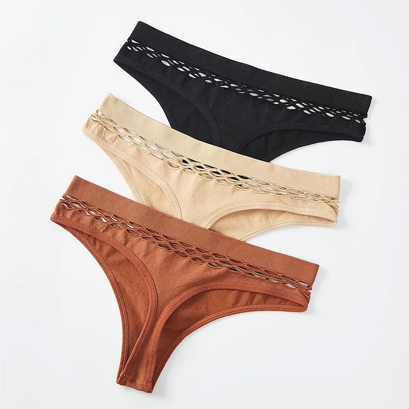 1pcs Mid Waist Thongs Seamless Women's Panties Hottie G-String Lingeries Lady Comfort Hollow-out Briefs Female Shaper Underwears
