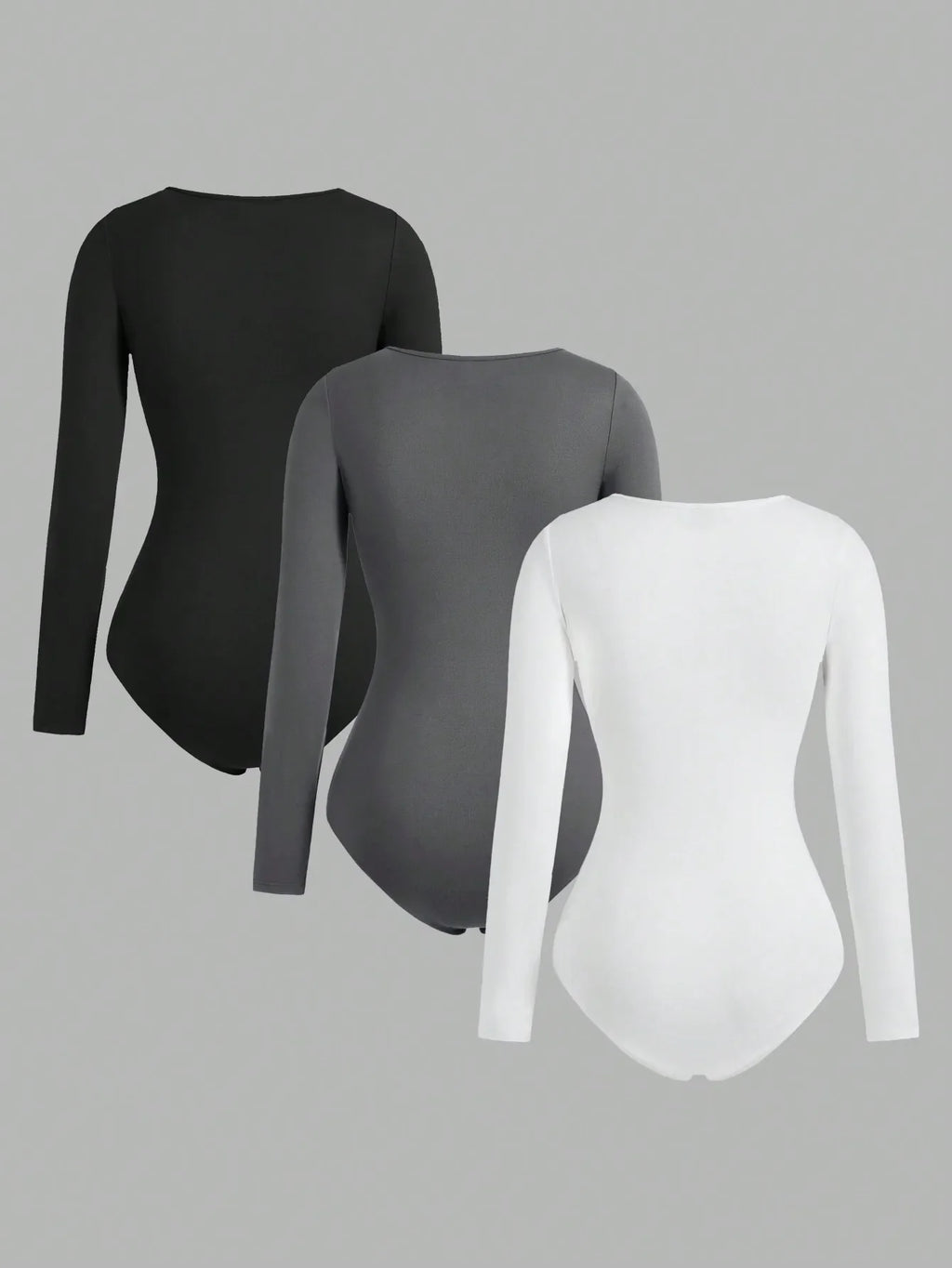 Women's Solid color Square Neck  Open Crotch One-Piece Bodysuit Long Sleeved Body  Lady Streetwear Female Warm Clothing