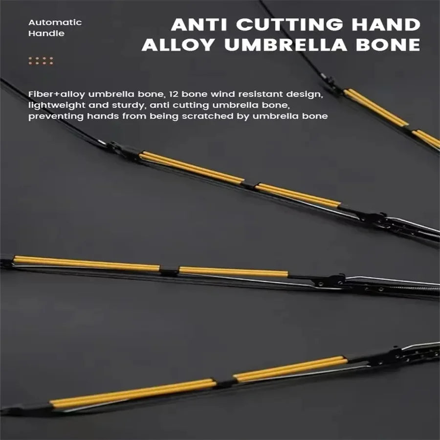 12 Bone Black Glue Fully Automatic Umbrella With Thick And Durable Keel Three Fold Umbrella UV Resistant Folding Umbrella