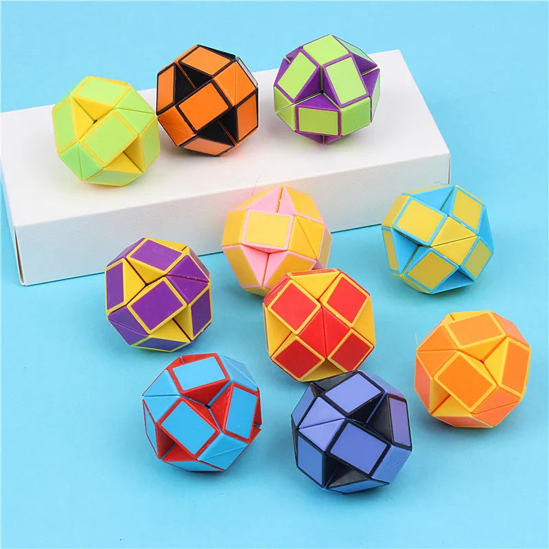 6pcs Folding Magic Snake Ruler Puzzle, Antistress Cube, Educational Toy for Kids, Birthday Party Favors, Goodie Bags, School Reward