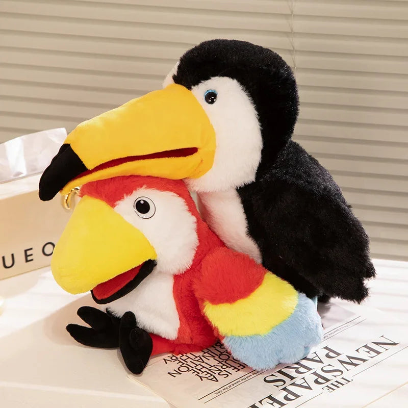 6 Style Plush Hand Puppets, Toucan Parrot Bald Eagle Peacock Owl Flamingo for Kids