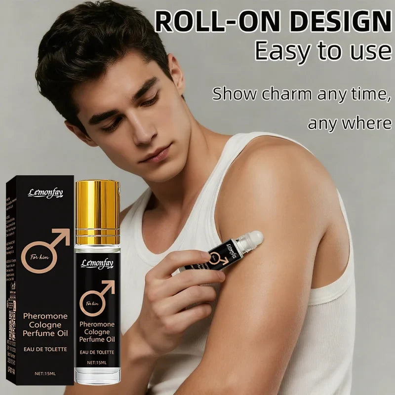 Lemonfay Pheromone Cologne Perfume Oil for Men Roll On Long Lasting Fragrance Portable 15ml Eau De Toilette for Dating