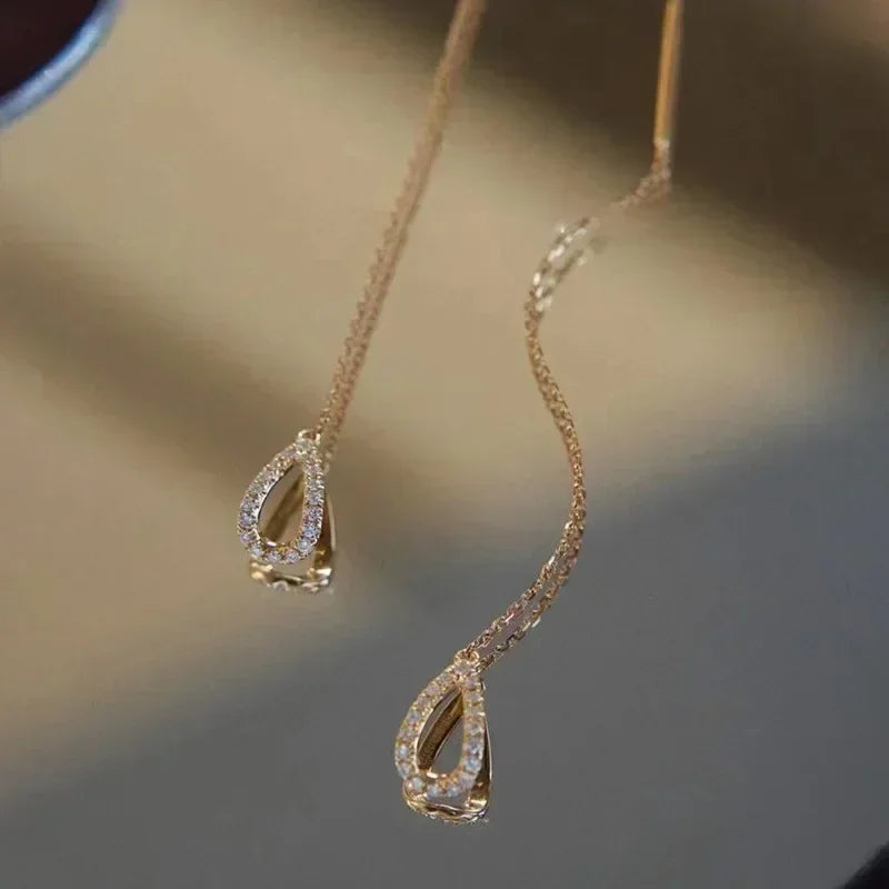 925 Silver Earring For Women Long Tassel Earrings Ear Line pendientes Fashion Zircon Star Drop Earrings