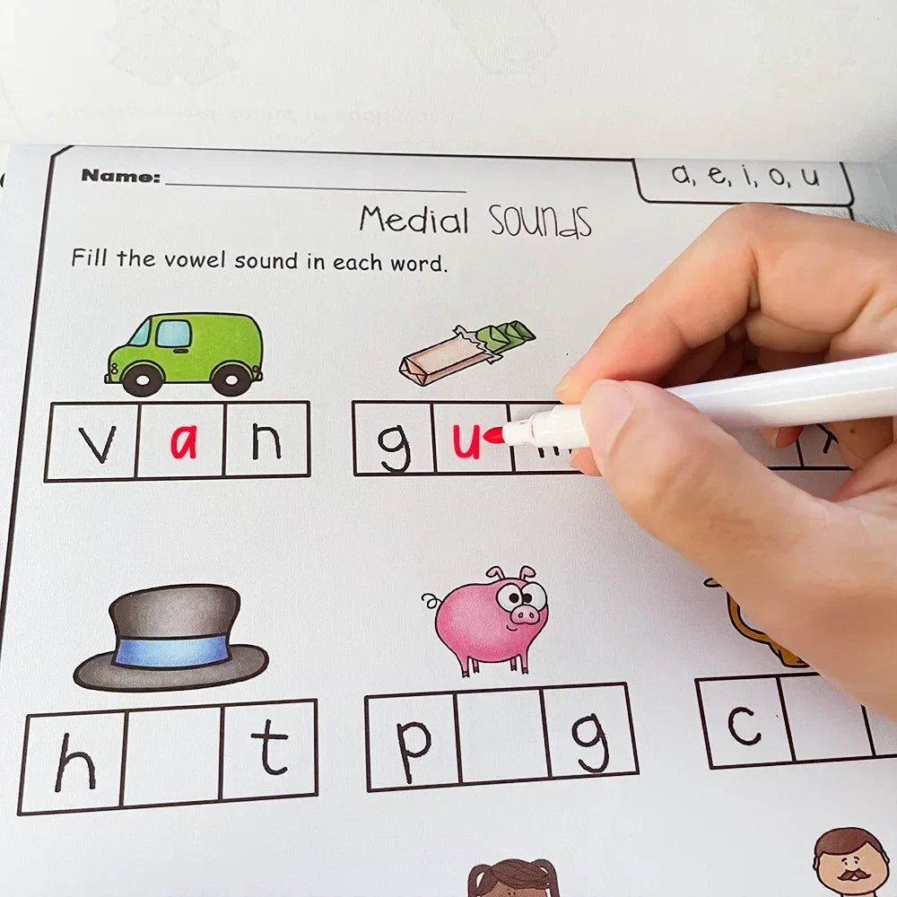 English CVC Words Phonics Workbook – Language Arts Skills Book for Kids (2 Books)
