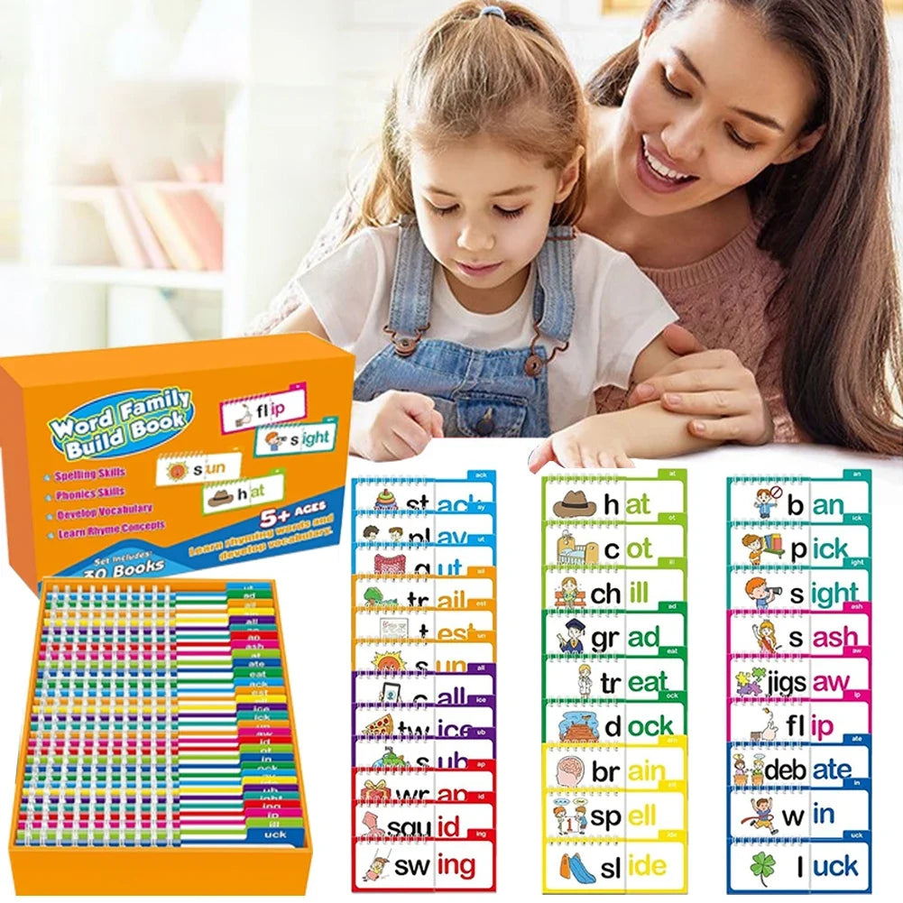 Word Family Build Book – Kindergarten Sight Word and Phonics Flash Cards Flip Activity