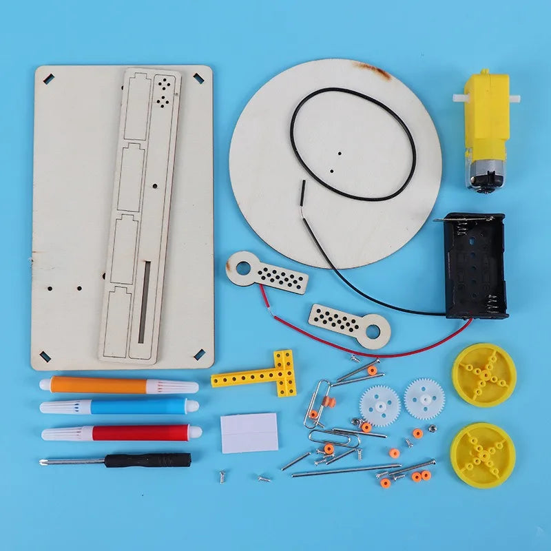 DIY Wooden Electric Plotter Drawing Robot - STEM Science Electronics Kit, Automatic Painting Experiment Toy for Kids