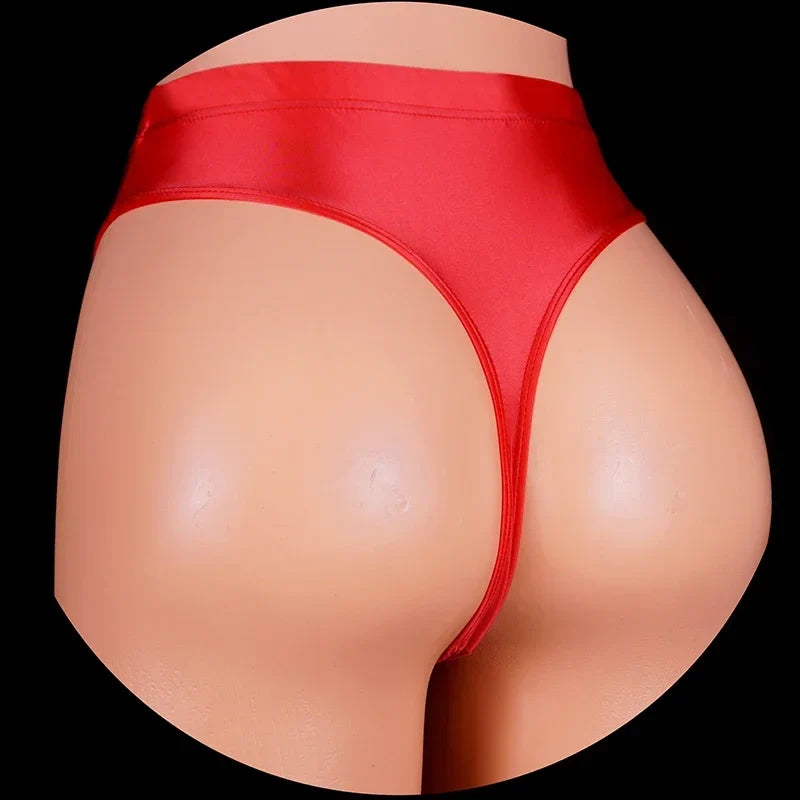 Japan Style Women Sexy thongs Shiny Smooth High Waist G-string Sexy T-Back lingerie Thong UnderWear Satin Glossy Femme Tight