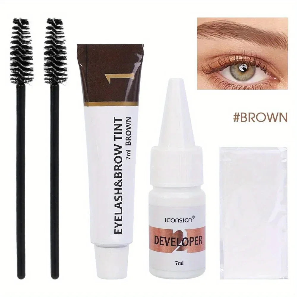 2 in 1 Eyelash and Eyebrow Tinting Kit, Professional Beauty Makeup Tool for Eyebrow and Eyelash Coloring, Suitable for Daily
