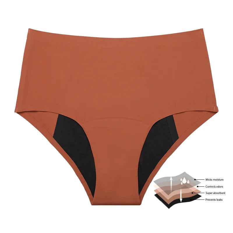 Hot Sale Mid-Rise Seamless Menstrual Period Panties 4 Layers Absorbent Leak Proof Culotte Lengthened Menstrual Panties