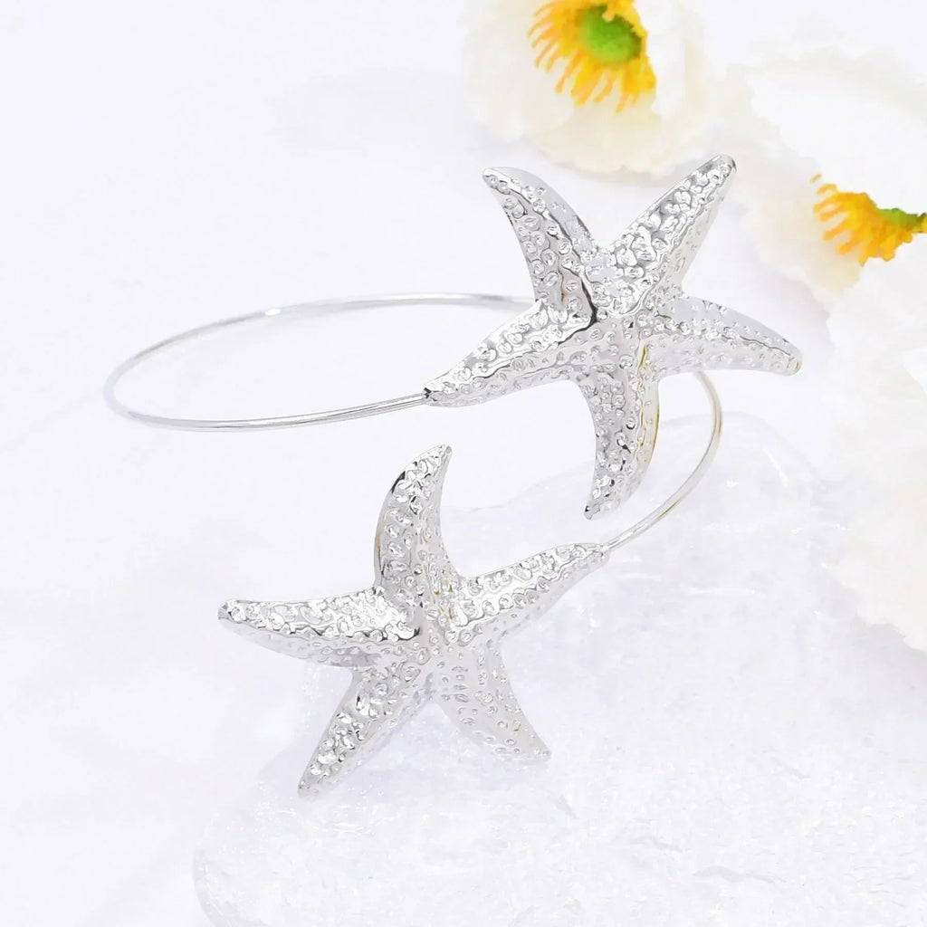 New Fashion Golden Alloy 2 Starfish Arm Bracelet for Women  Summer Beach \Dance Party Cuff Bracelets Jewlery Accessories Gifts