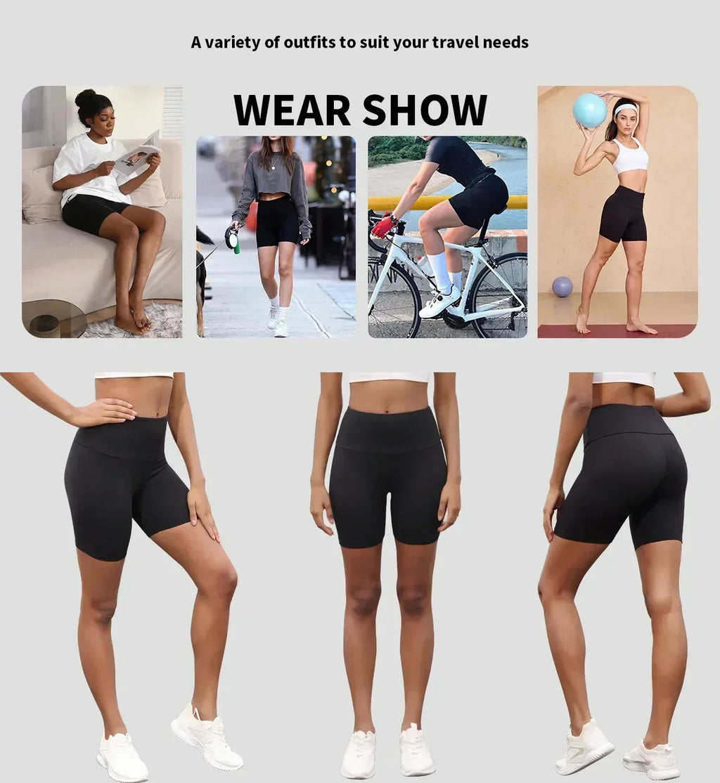 3 Pack Women's High Waisted Biker Shorts Super Soft Tummy Control No See Through Workout Yoga Running Push Up Gym Fitness Shorts