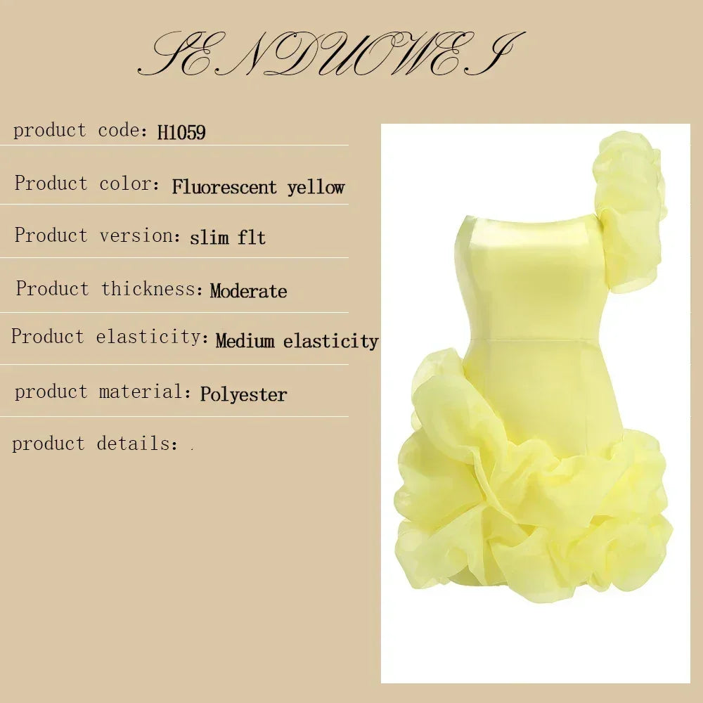 New fashion and sexy solid color wrapped chest dress, women's temperament decorative pleated ruffled edge party dress