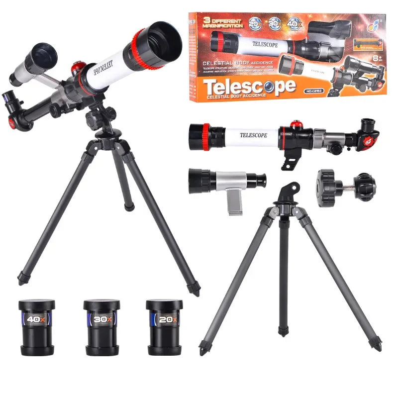 Portable Refracting Telescope for Kids 20x/30x/40x Magnification 25mm (1.0 in) Objective HD Moon & Planet Observation