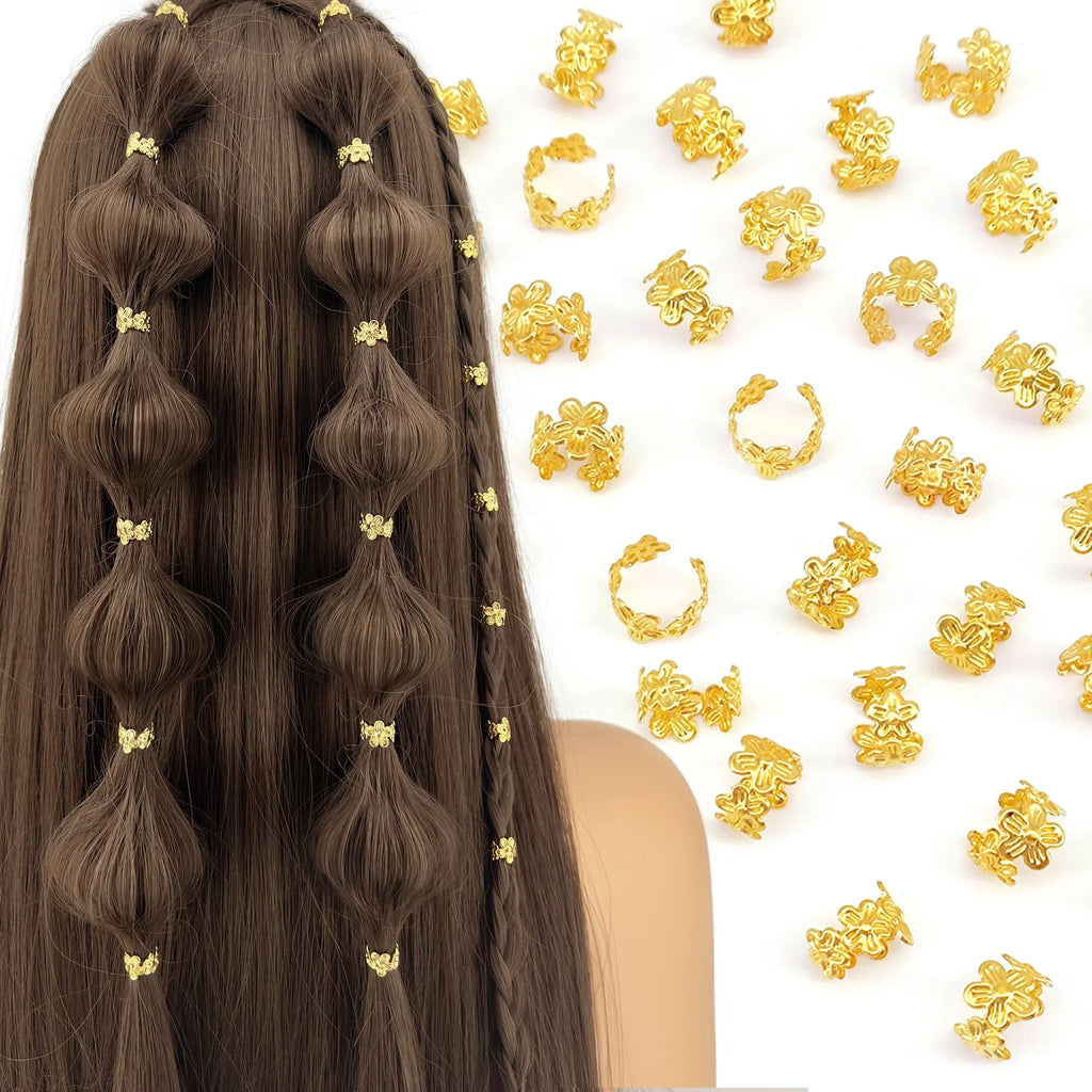40Pcs Vine Leaf Shaped Alloy Hair Braid Ring Vintage Hair Pin For Dreadlock Women Girls summer Hair Accessories Loc Hair Jewelry