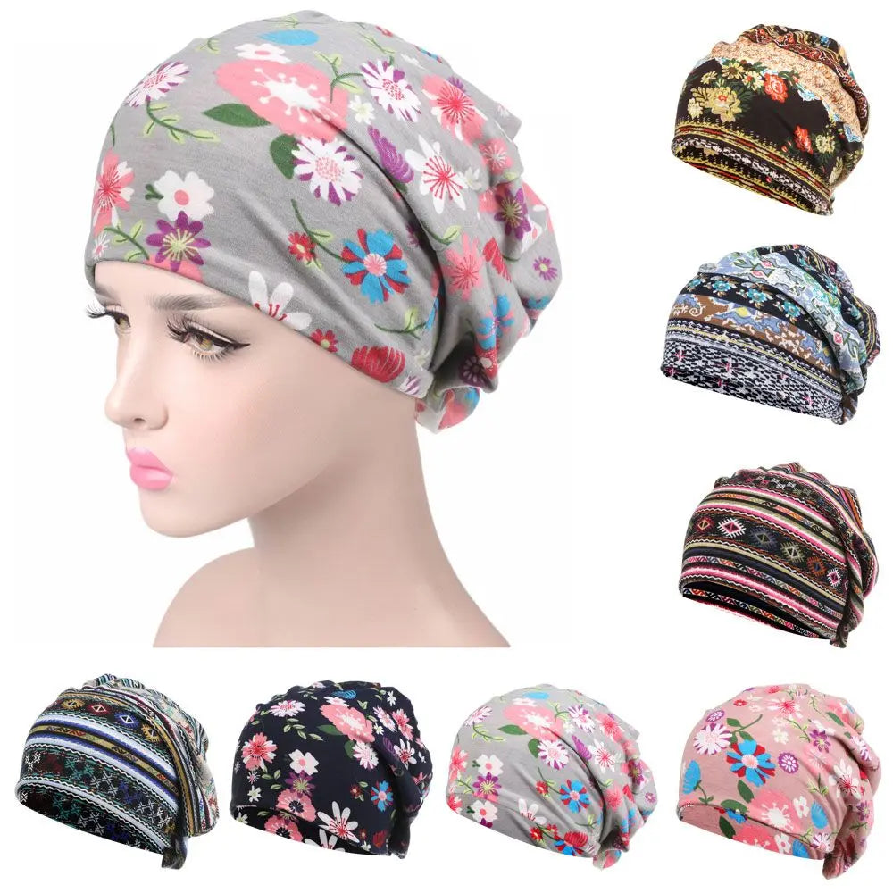 Soft Cotton Sleep Cap & Head Wrap Beanie