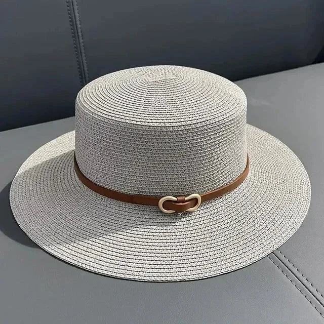 Simple Straw Summer Women Beach Hat Female Casual Panama Hat Women Flat Brim Bowknot Straw Cap Girls Sun Hat