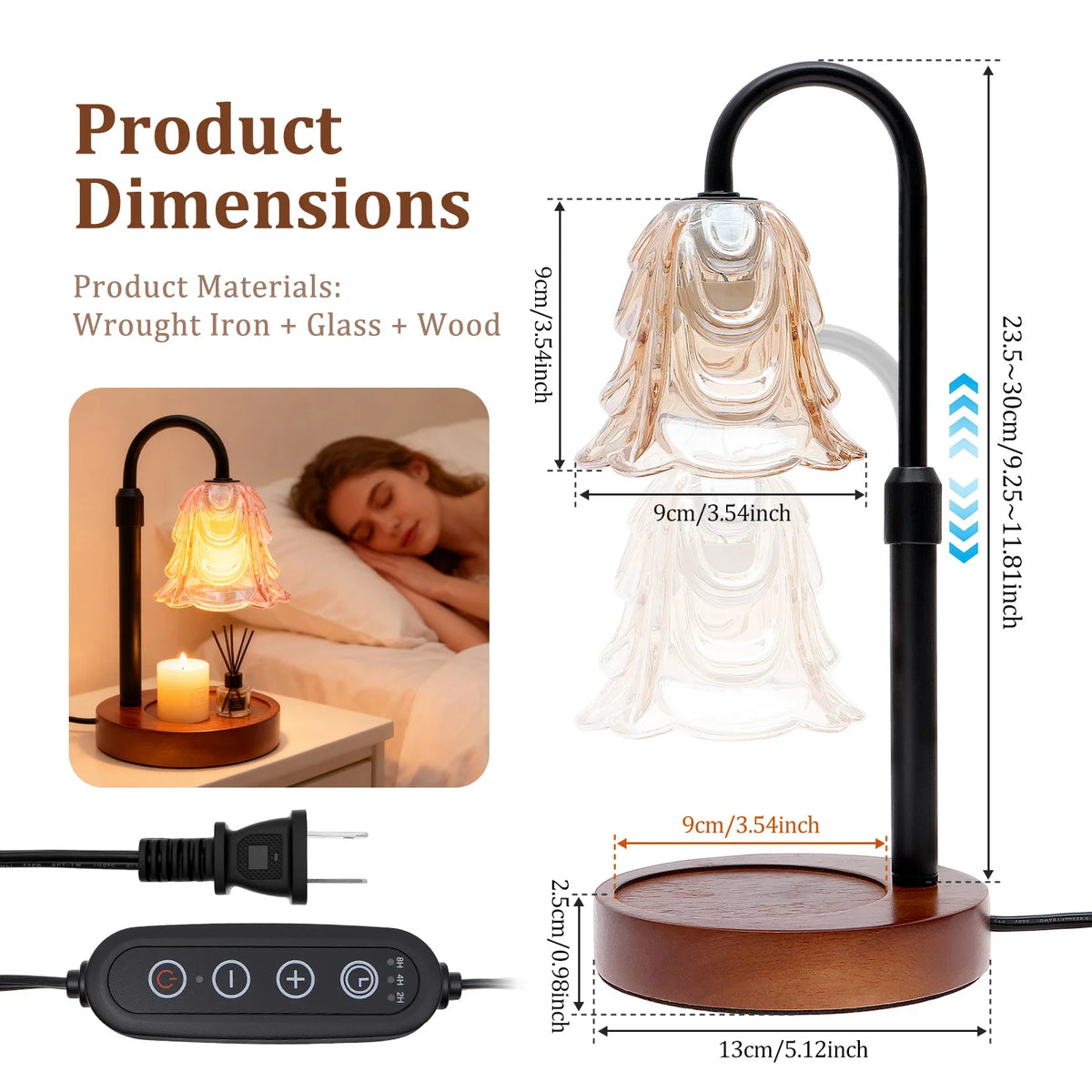 Flower Candle Warmer Lamp with Timer, 4-Speed Dimmer - Style C