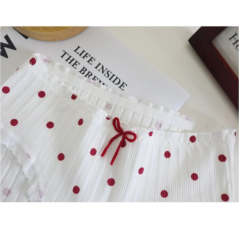 3pcs Cotton Women's Panties Sweet Cute Printed Student Mid-Waist Underwear Fashionable Breathable Girls Daily Briefs