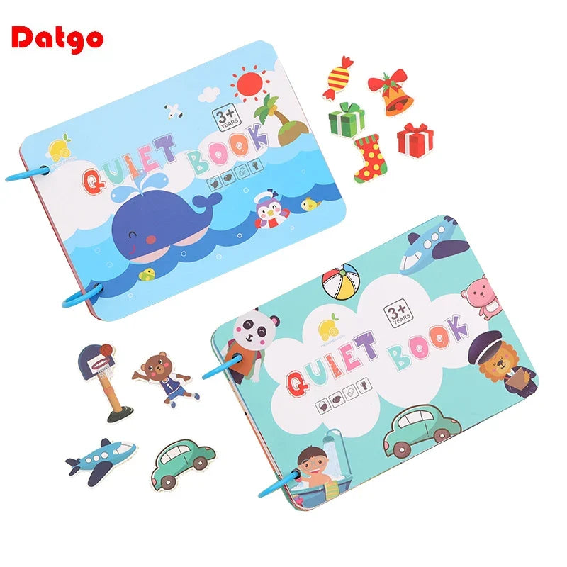 Quiet Book Educational Activity Toys - Kids Repeatedly Busy Card, Paste Matching Puzzle, Cognition Baby Montessori Game