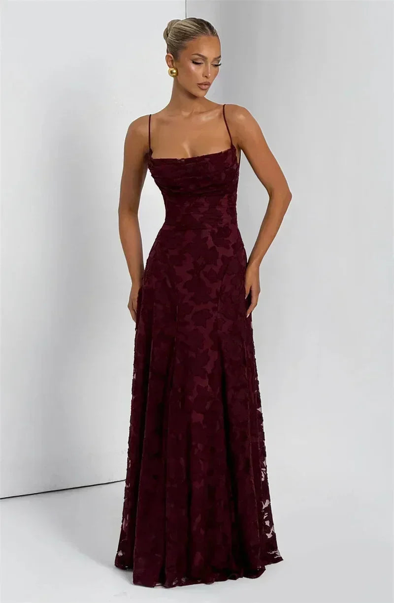Mozision Spaghetti Strap Backless Sexy Maxi Dress Women Gown Fashion Off-shoulder Sleeveless Lace-up Evening Club Party Dress
