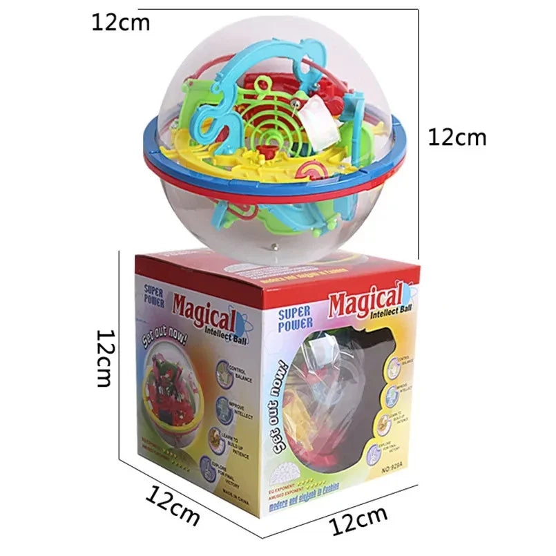 3D Maze Ball Puzzle Toy – 4.7 in (12 cm) Gravity Labyrinth Sphere, Brain-Training Maze Game for Kids & Adults