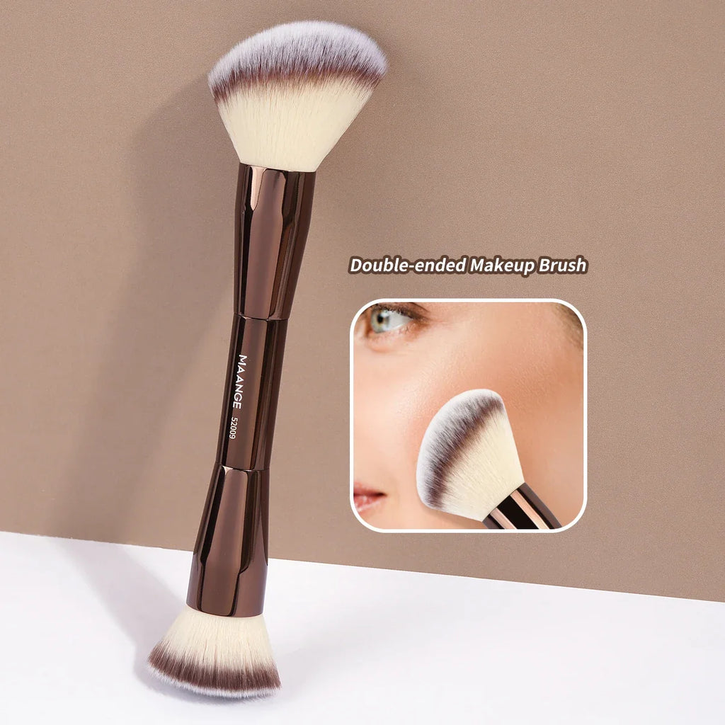 MAANGE Professional Makeup Brush Set Dual-ended Foundation Loose Brush For Blush Contour Soft-Bristle Skin-friendly Travel