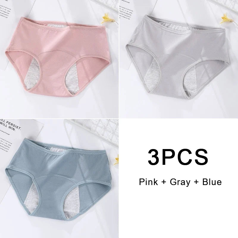 3PCS/set Women's menstrual briefs large flow postpartum water absorption leakproof briefs women's pure cotton menstrual briefs