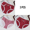 3pcs Cotton Women's Panties Sweet Cute Printed Student Mid-Waist Underwear Fashionable Breathable Girls Daily Briefs